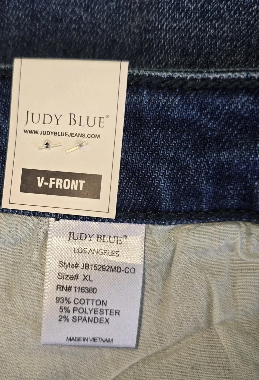 NWT Judy Blue V-Front Distressed Denim Shorts (Size XL) - Picture 10 of 10